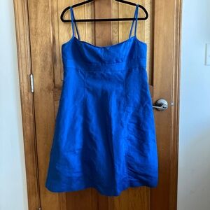 J Crew Cotton Empire Waist Blue Dress - Size 16